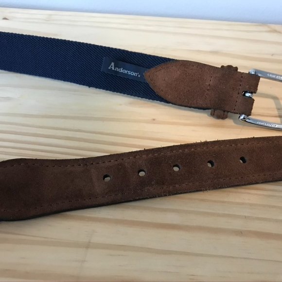 Anderson's Woven Navy Brown Leather Belt - Picture 5 of 9